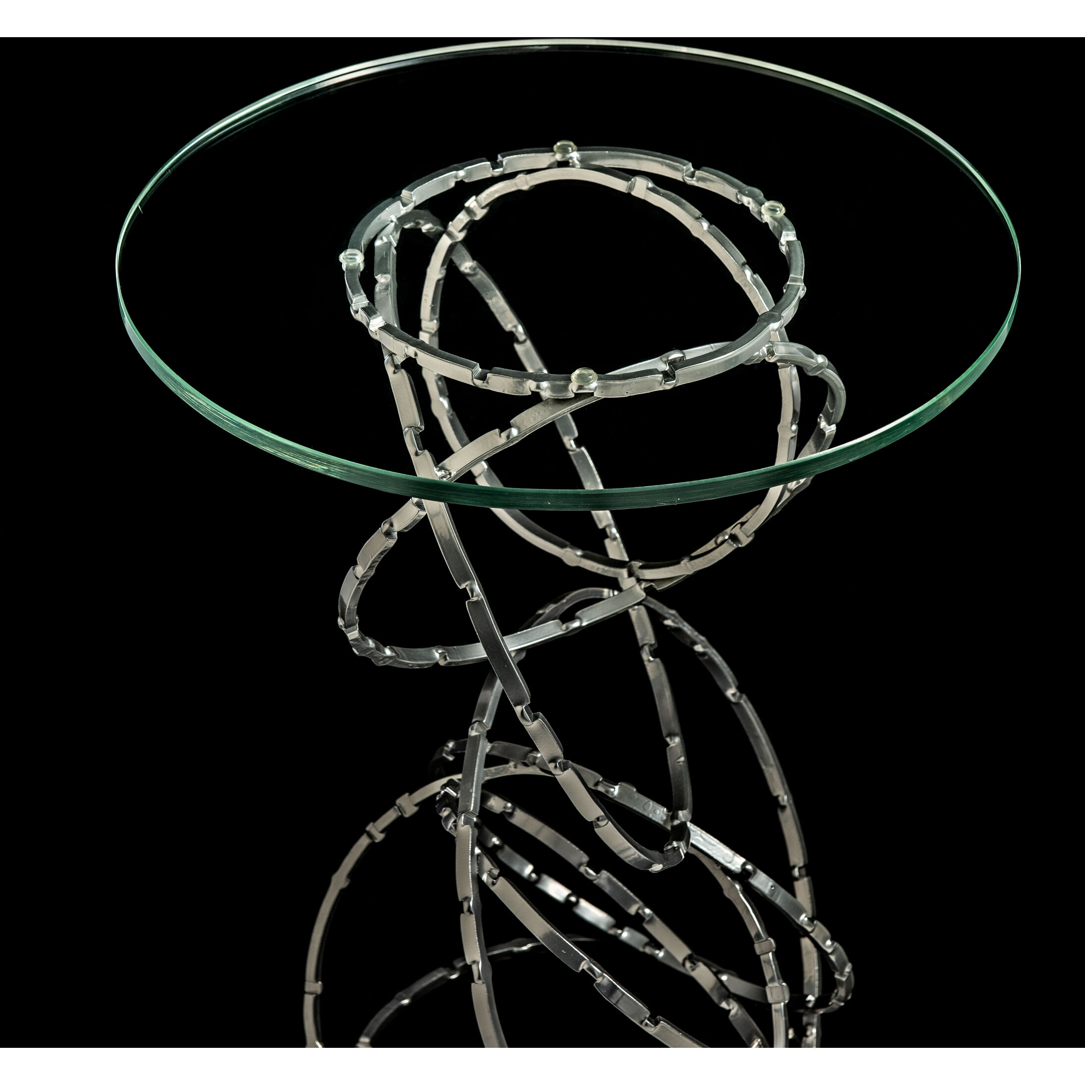 Olympus 18 inch Sterling Accent Table, Glass Top