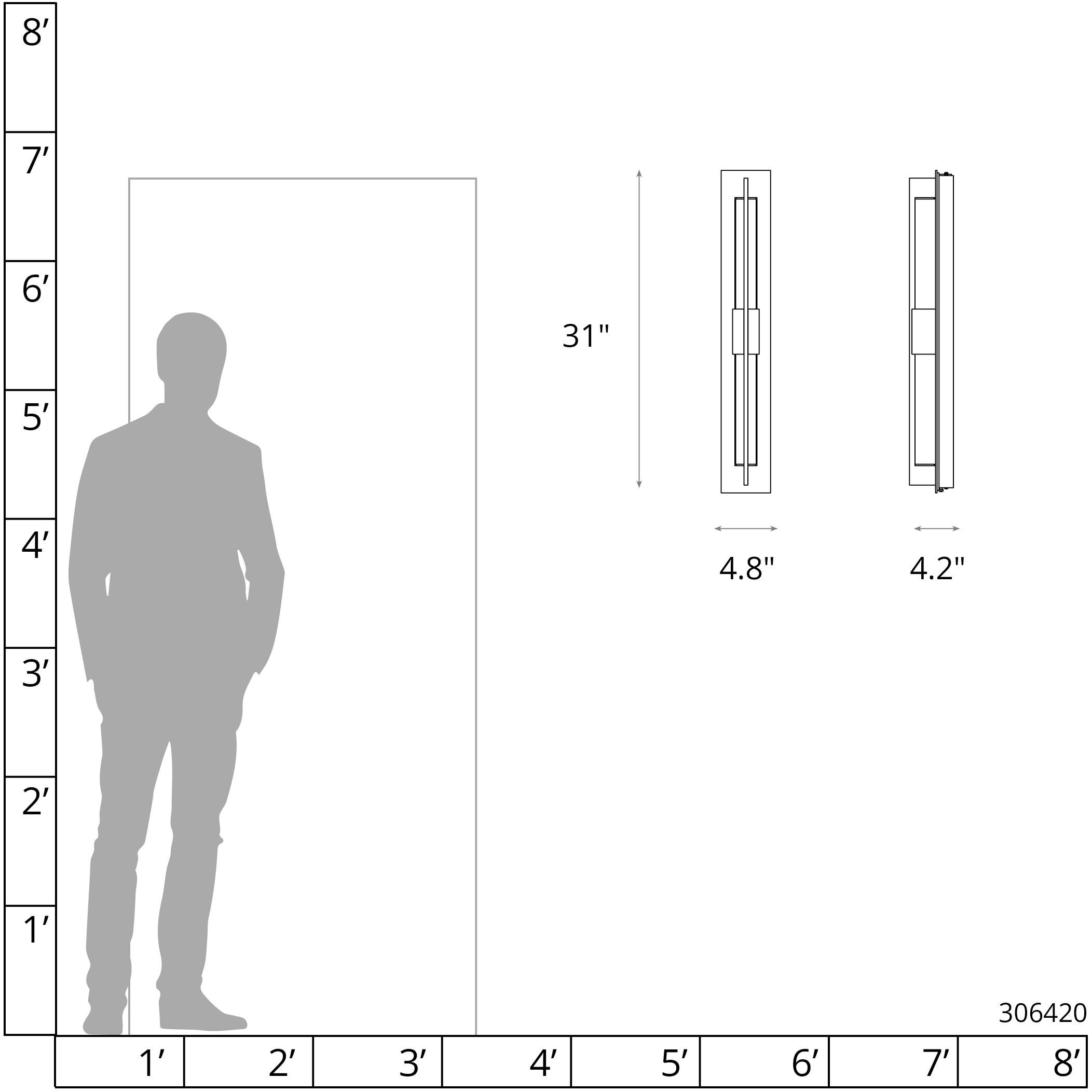 Double Axis LED 31 inch Coastal Dark Smoke Outdoor Sconce