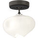 Ume 1 Light 6.3 inch Dark Smoke and Black Semi-Flush Ceiling Light in Dark Smoke/Black, Frosted