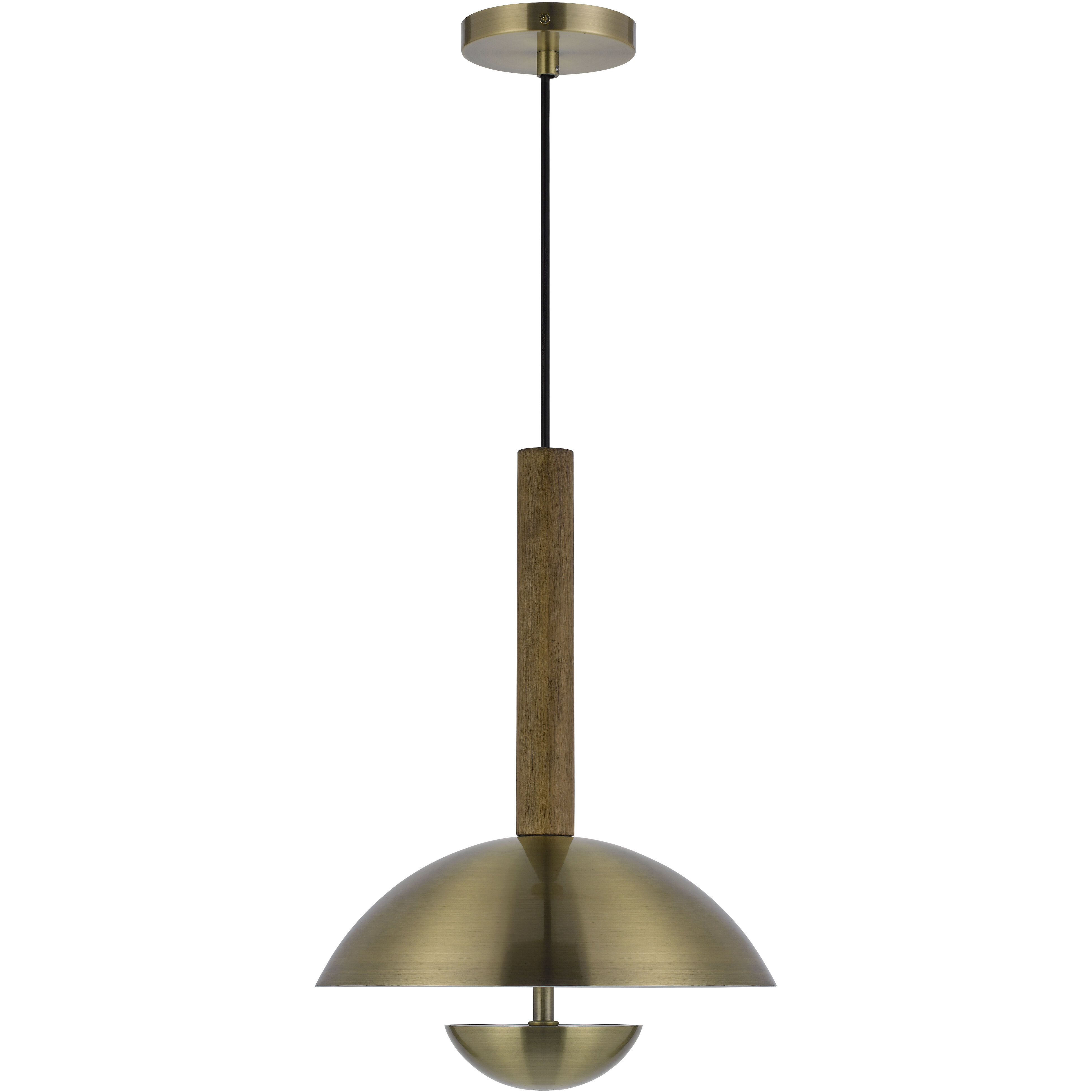 Lakeland LED 11.75 inch Antique Brass and Wood Pendant Ceiling Light