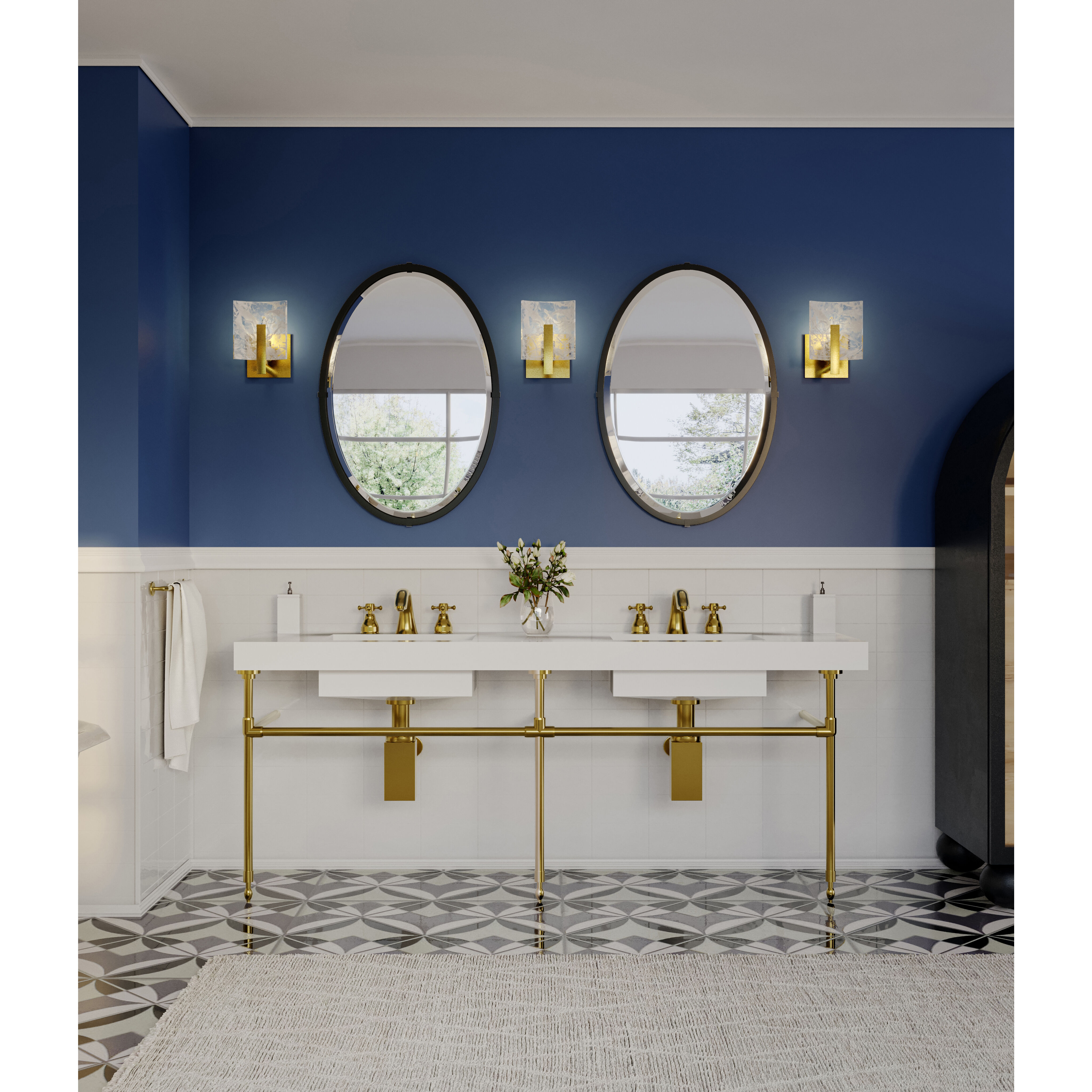 Arc 1 Light 6 inch Modern Brass Bath Sconce Wall Light, Small