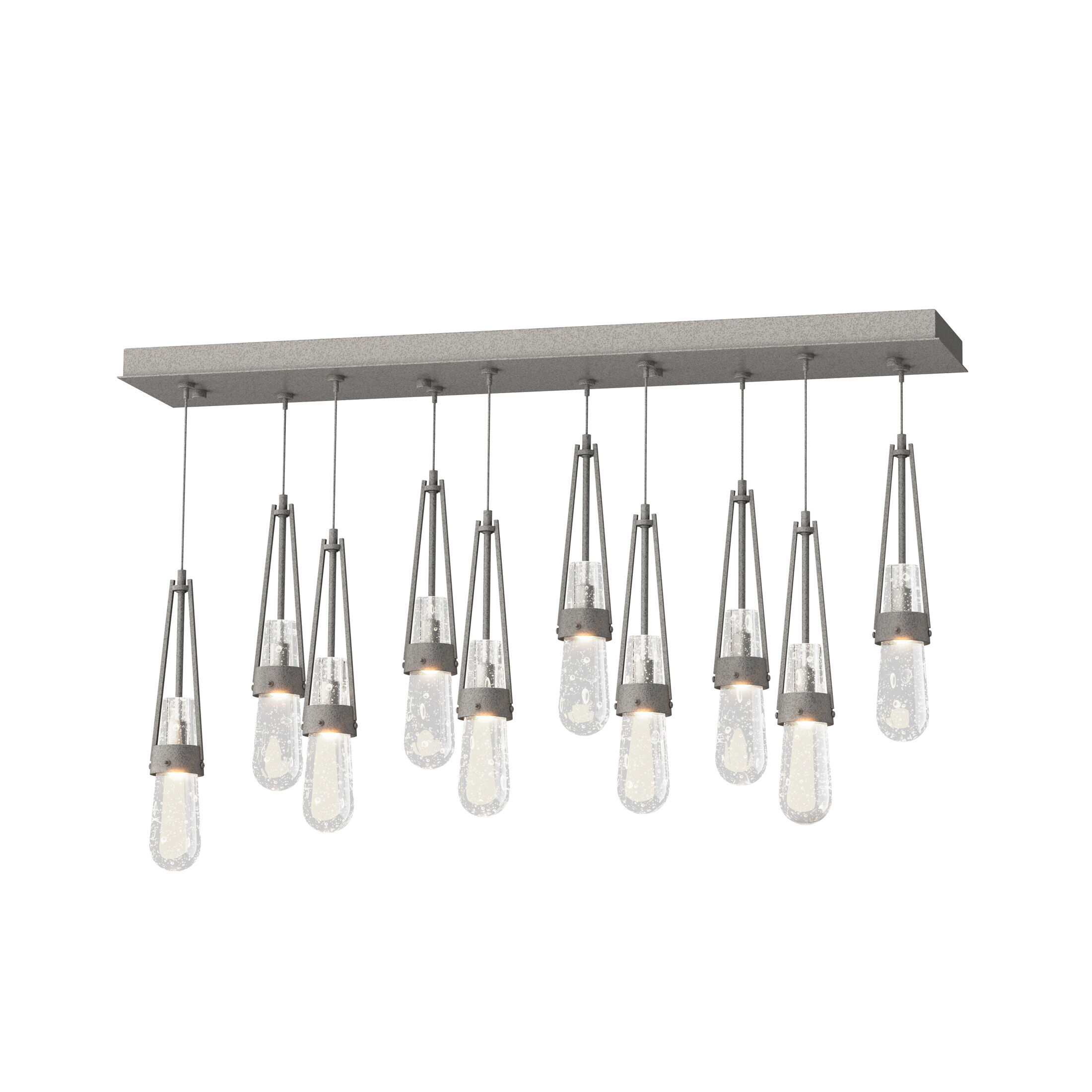 Link 10 Light 44.5 inch Natural Iron Pendant Ceiling Light in Clear Bubble, Rectangular