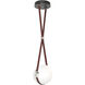 Derby LED 10.9 inch Black with Polished Nickel Pendant Ceiling Light in Leather British Brown/Hubbardton forge Branded Plate, Black/Polished Nickel, Standard