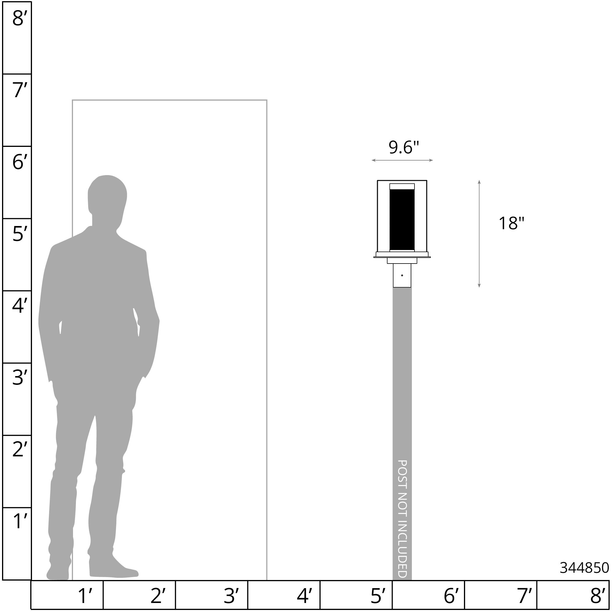 Polaris 1 Light 18 inch Coastal Black and Coastal Silver Outdoor Post Light