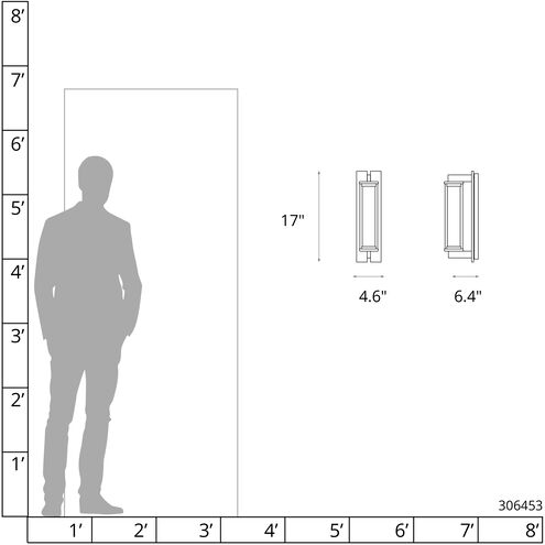 Fuse 1 Light 17 inch Coastal Black Outdoor Sconce