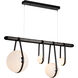 Derby LED 52 inch Black and Polished Nickel Linear Pendant Ceiling Light in Leather Black/Black Wood, Black/Polished Nickel