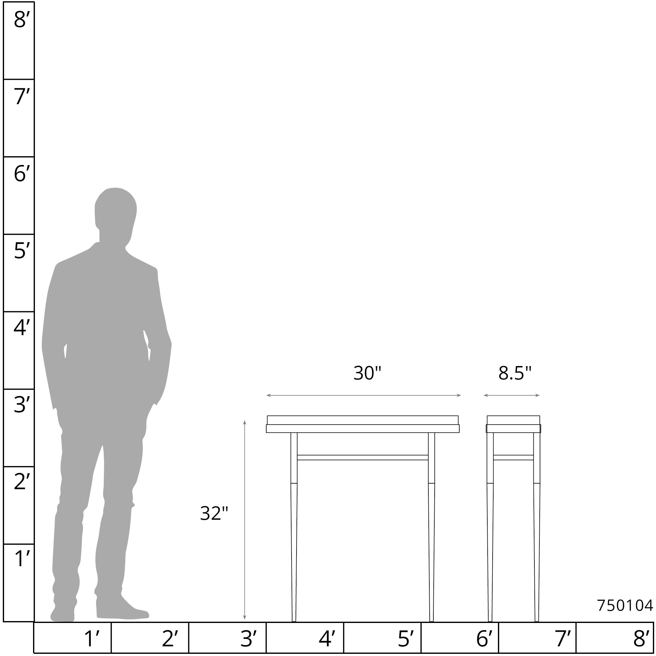 Wick 30 X 8.5 inch Sterling Console Table in Maple Espresso