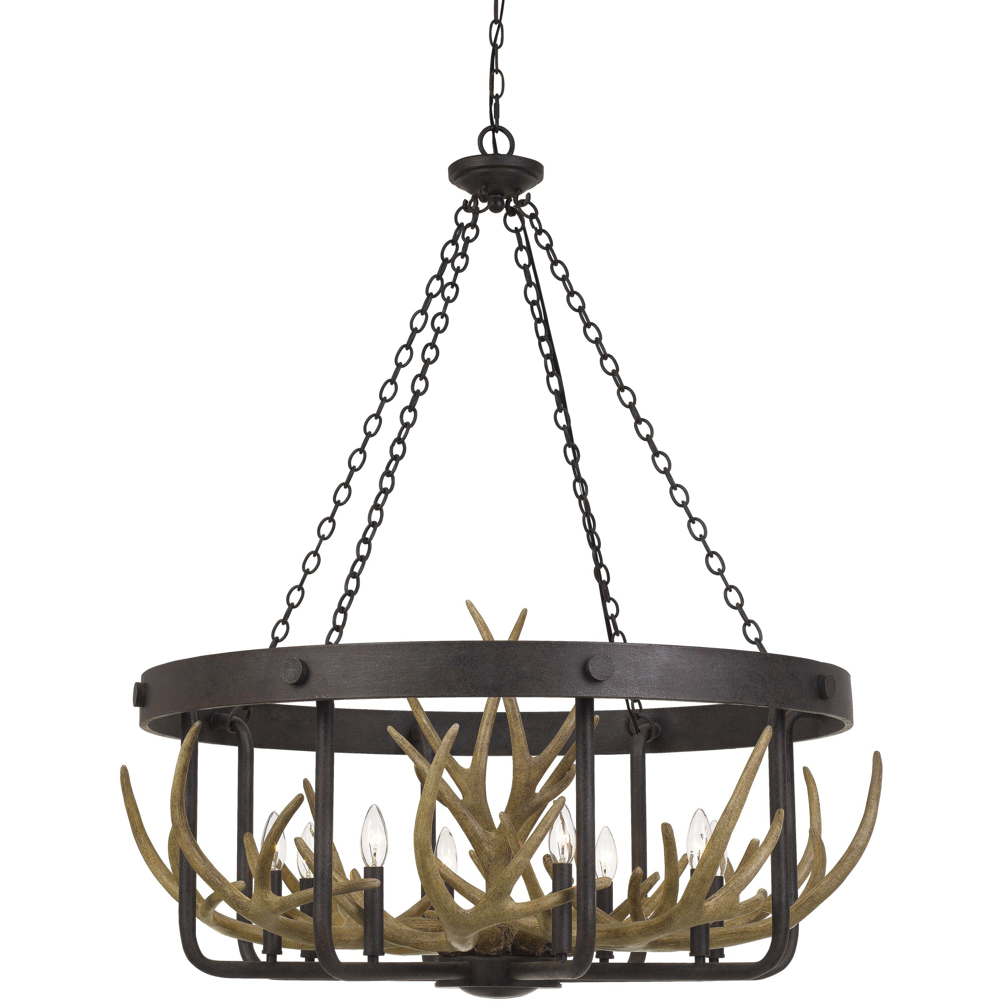 Angelo 8 Light 34.75 inch Iron Chandelier Ceiling Light, Antler