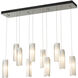 Exos Glass 10 Light 44.5 inch Sterling Pendant Ceiling Light in Opal, Rectangular