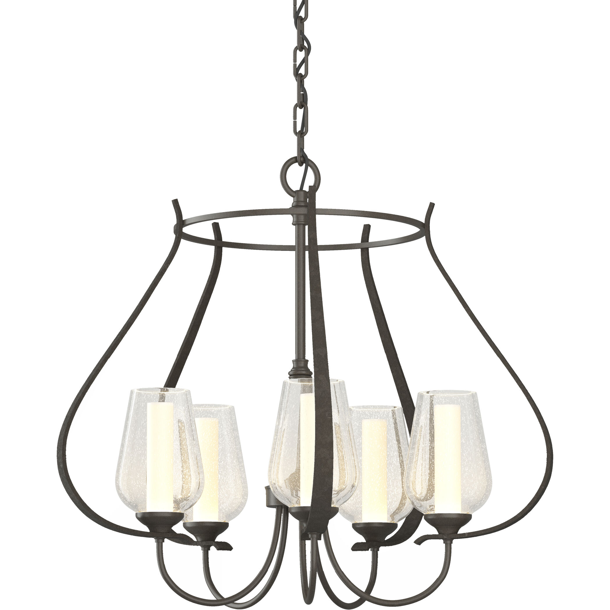 Flora 5 Light 22.2 inch Dark Smoke Chandelier Ceiling Light in Seeded with Opal