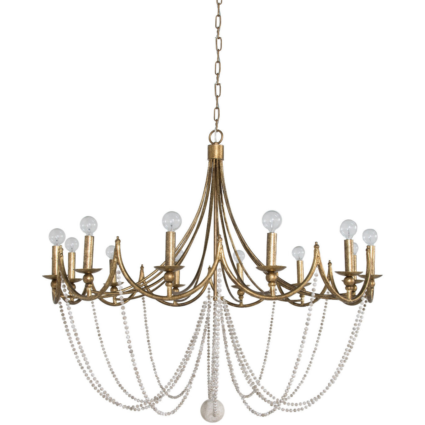 Sandra 12 Light 43.5 inch Antique Gold / Antique White Chandelier Ceiling Light