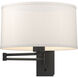 Simple 23 inch 100 watt Black Swing Arm Sconce Wall Light in Flax