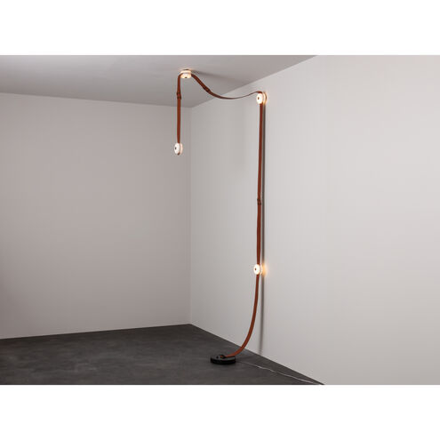 Art & Alchemy SNAPS LED 36 inch White Floor-to-Ceiling Plug-in Lamp Ceiling Light in Black Leather with Alabaster