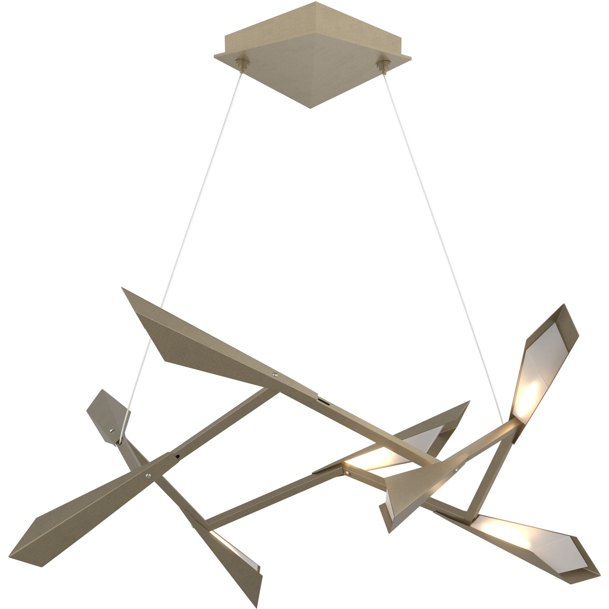 Quill LED 33.9 inch Soft Gold Pendant Ceiling Light in Soft Gold and Soft Gold