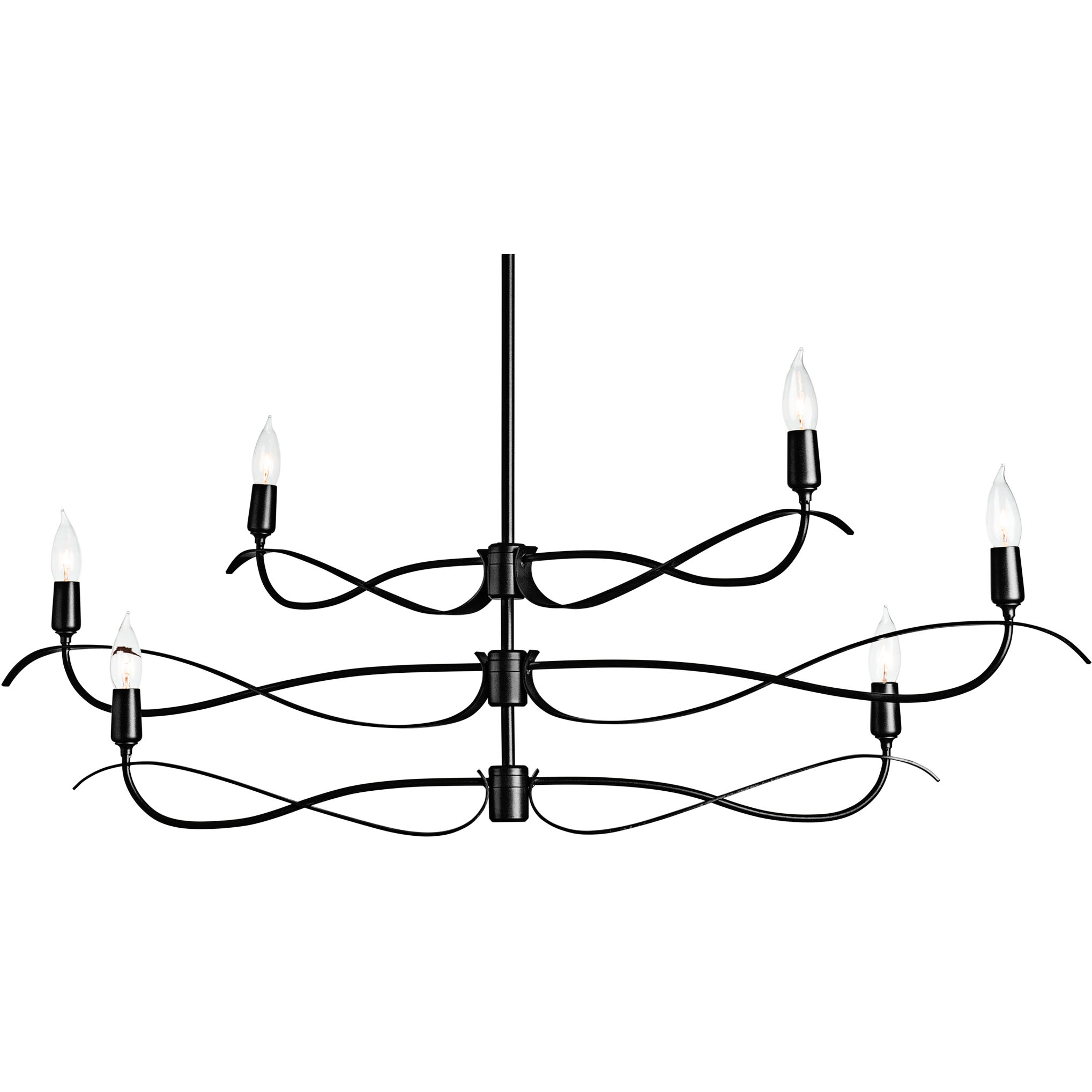Willow 6 Light 43.5 inch Black Chandelier Ceiling Light, Small