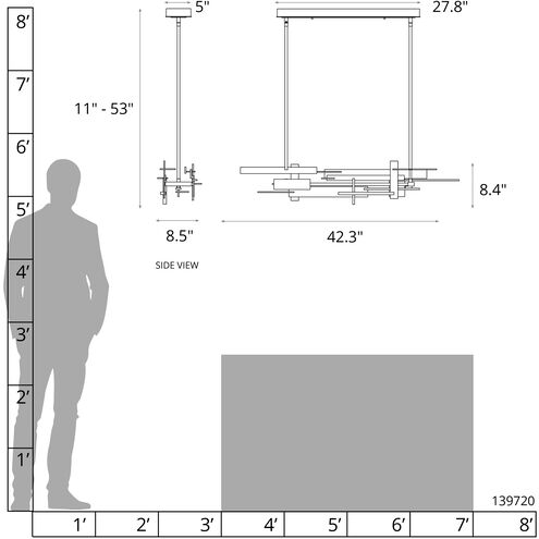 Planar LED 42.3 inch Natural Iron Pendant Ceiling Light, Large