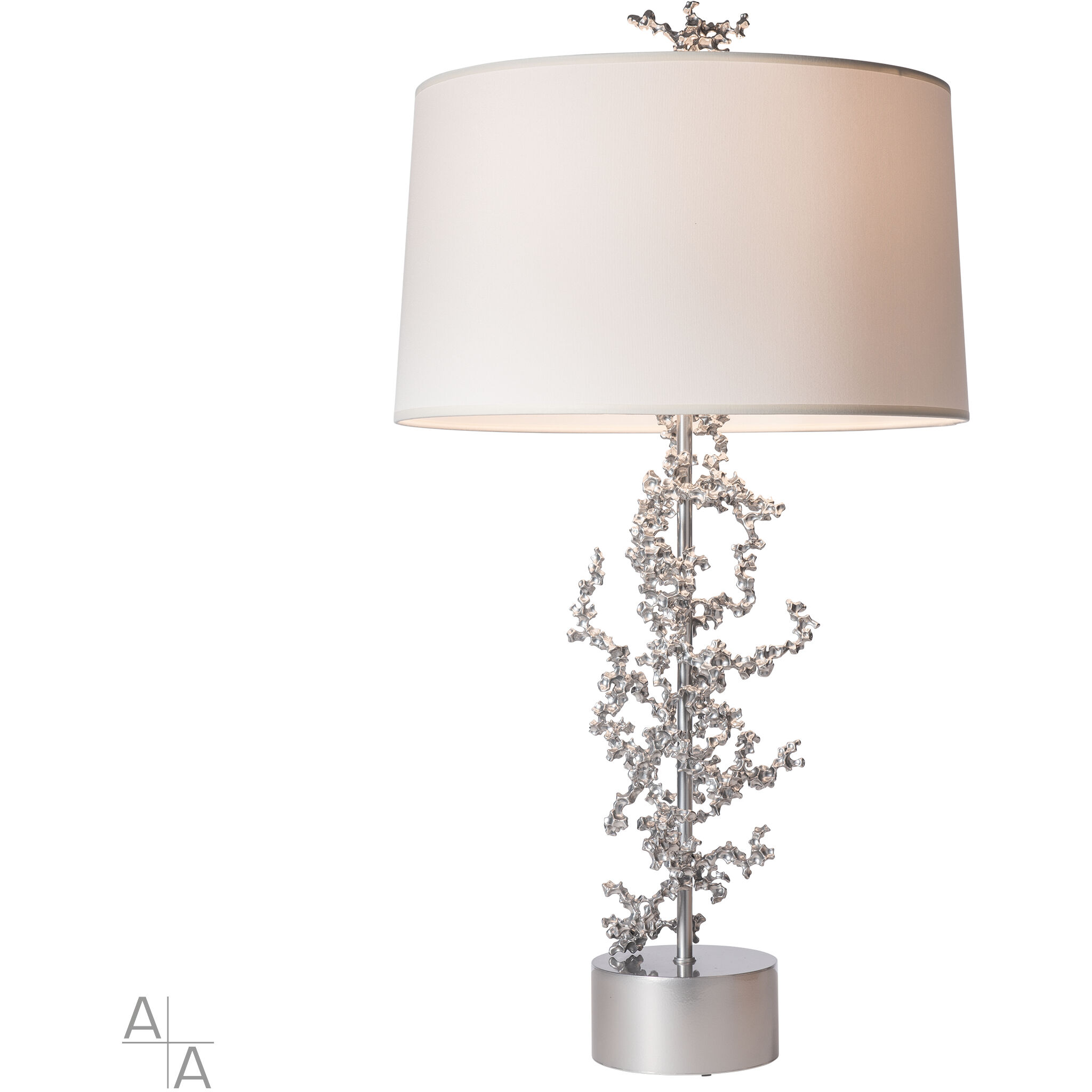 Art & Alchemy Coral 35.2 inch 60.00 watt White and Vintage Platinum Table Lamp Portable Light