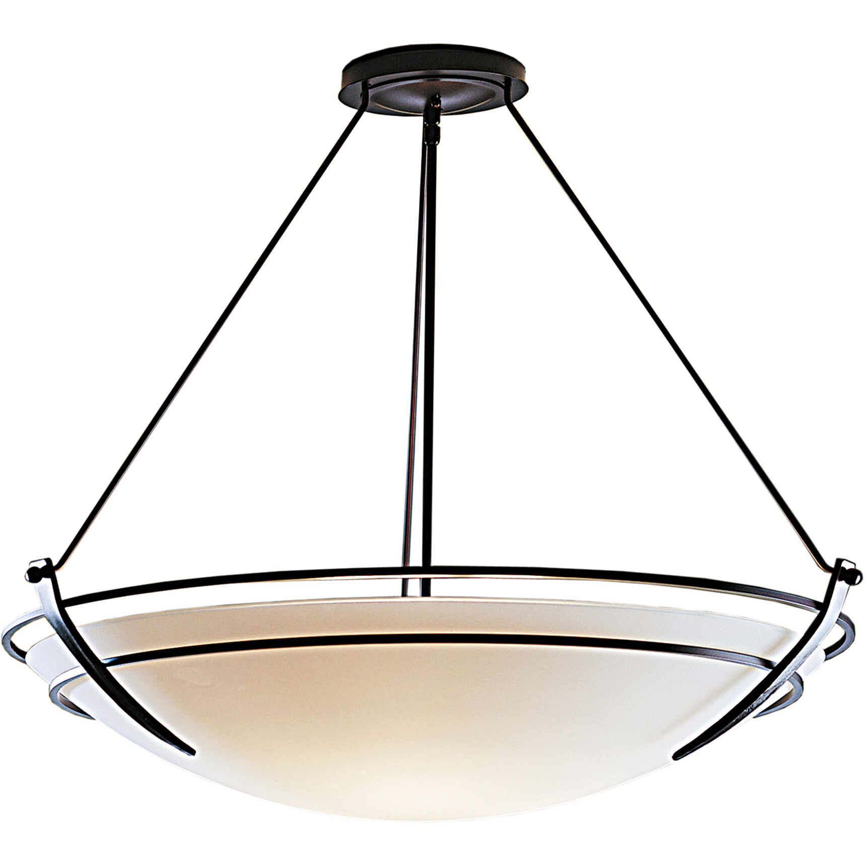 Presidio Tryne 3 Light 28.6 inch Black Semi-Flush Ceiling Light in Opal, Large