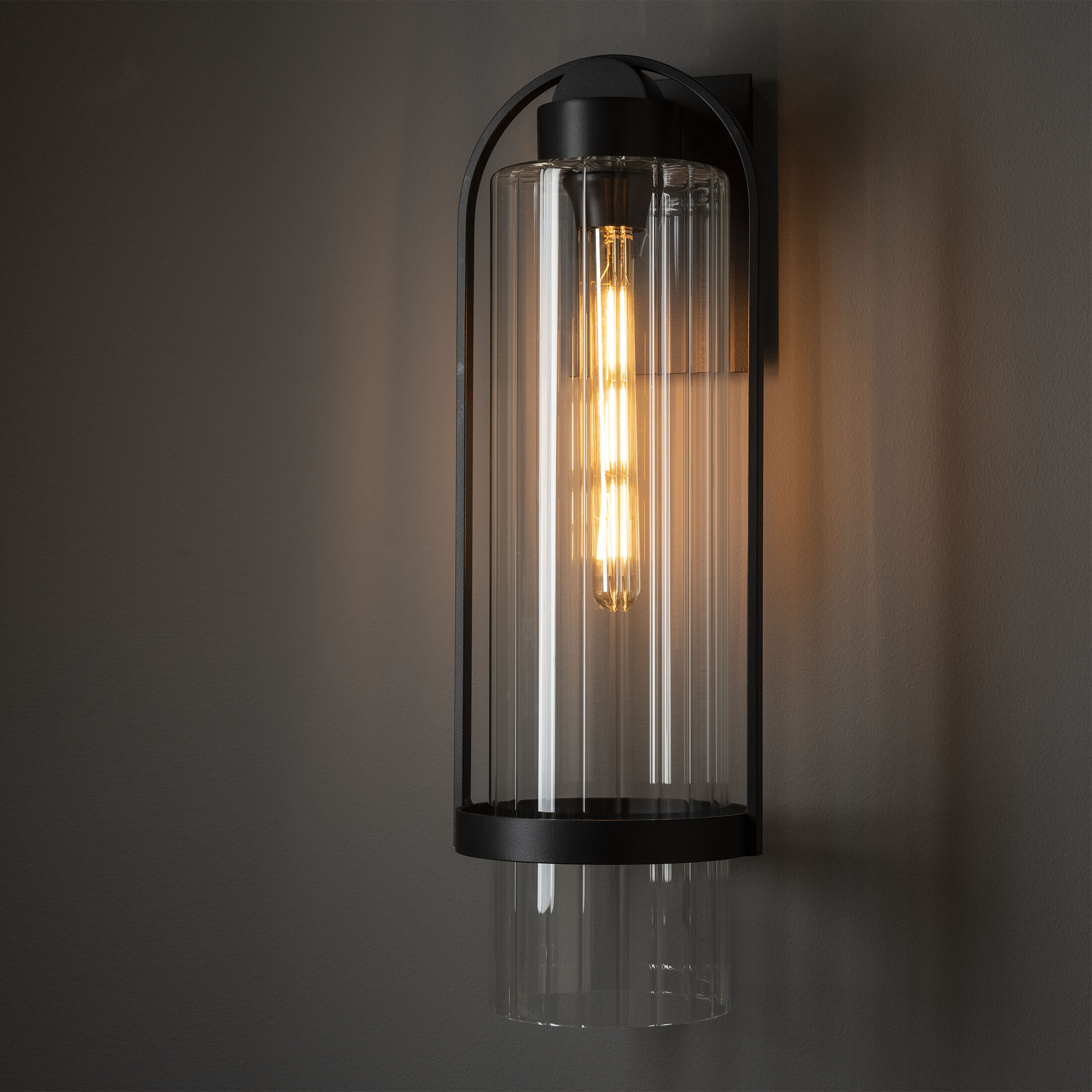 Alcove 1 Light 23.2 inch Coastal Black Outdoor Sconce in Clear, Large