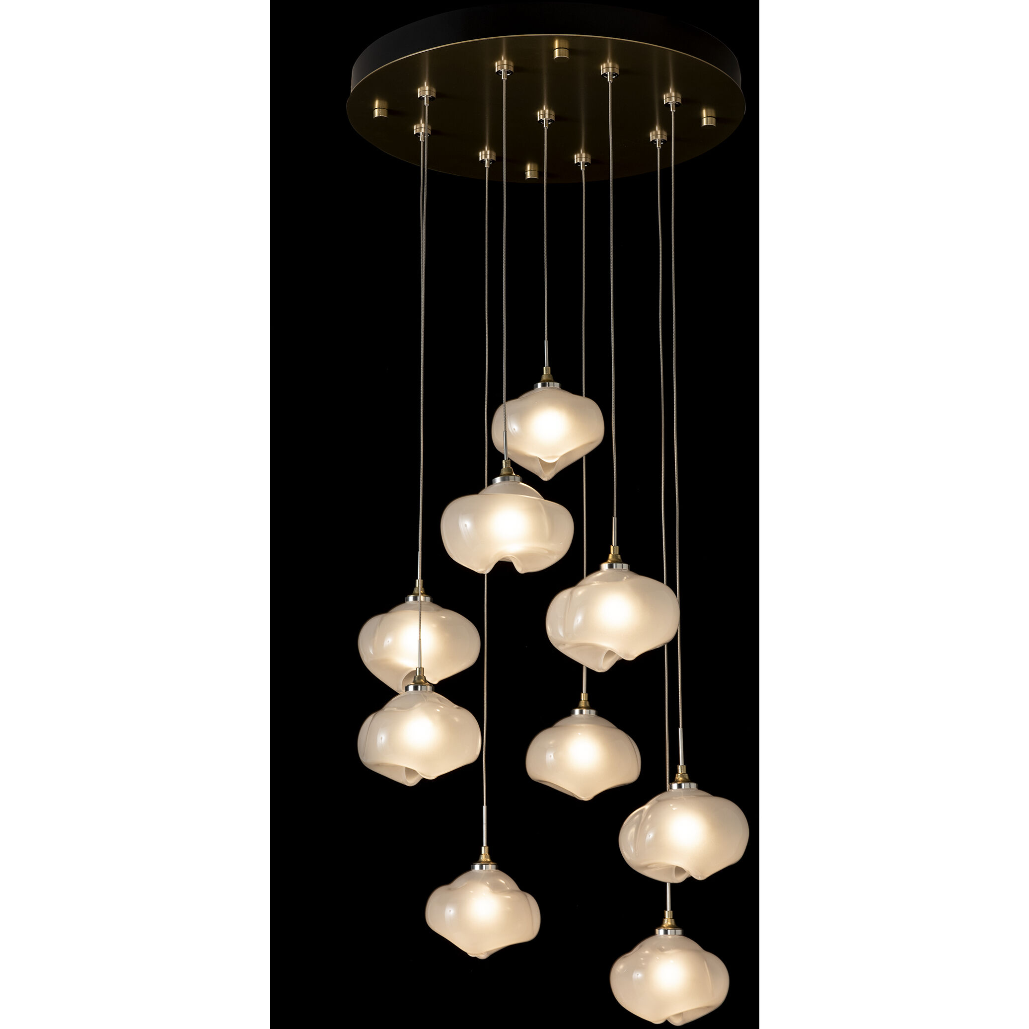 Ume 9 Light 20.5 inch Modern Brass Pendant Ceiling Light in Frosted, Round