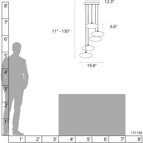 Clouds 5 Light 19.8 inch Vintage Platinum Pendant Ceiling Light