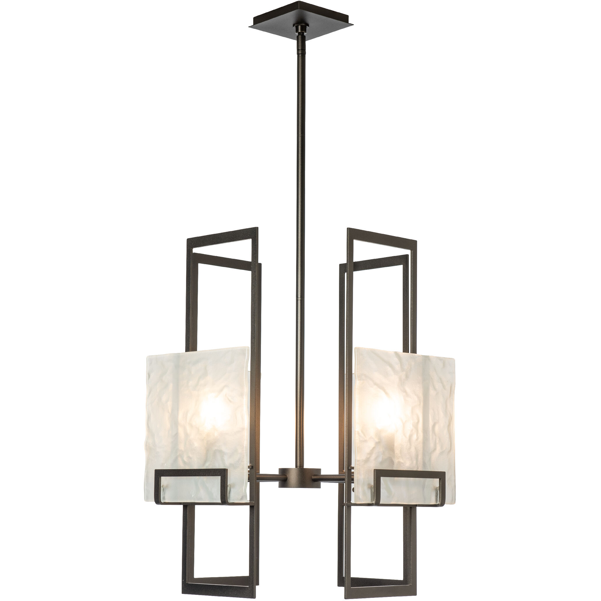 Geo 4 Light 20.9 inch Oil Rubbed Bronze Pendant Ceiling Light in Frosted