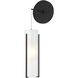 Exos Glass 1 Light 5.5 inch Black Mini Sconce Wall Light in Opal, Low Voltage