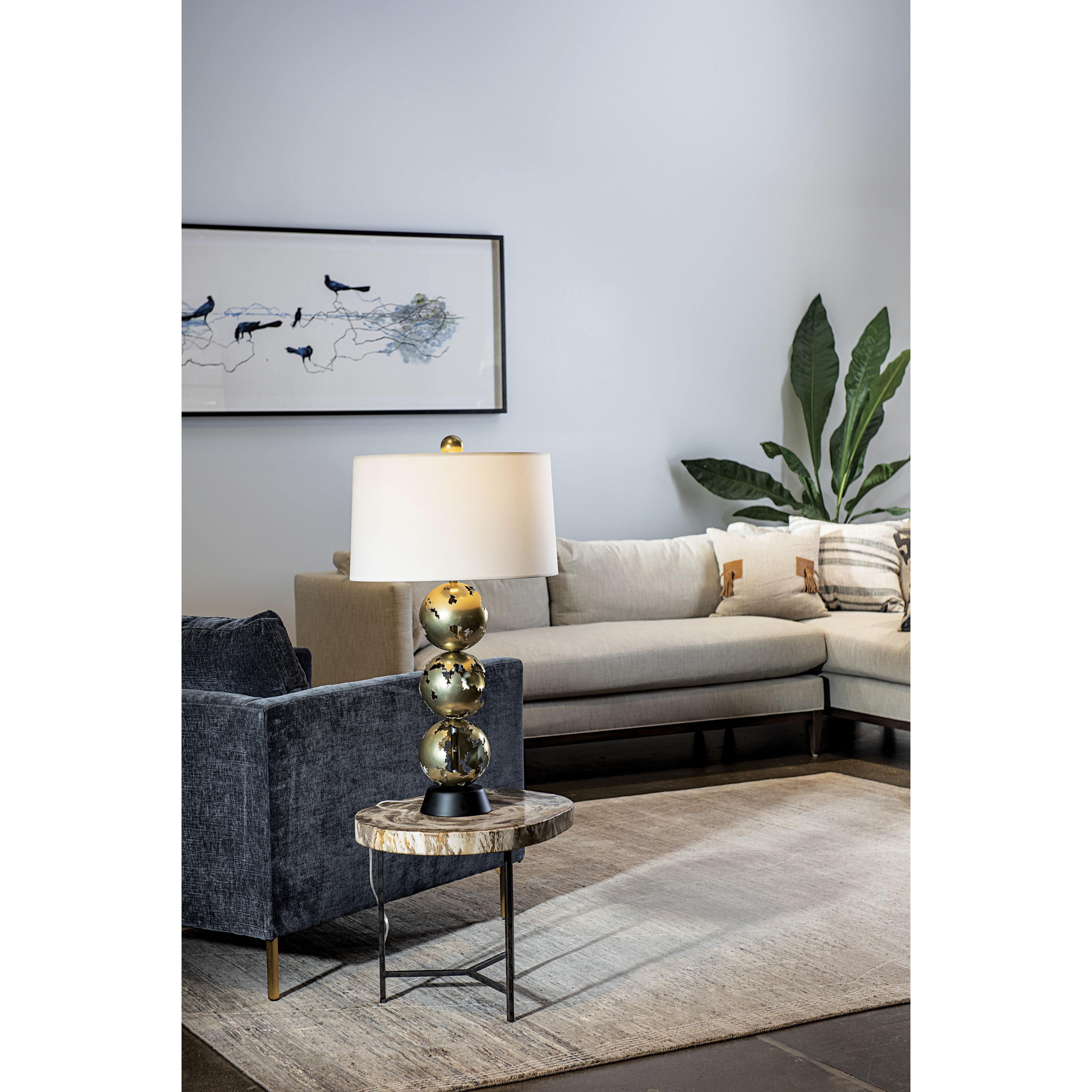 Pangea 32.6 inch 60 watt Modern Brass and Black Table Lamp Portable Light in Modern Brass/Black