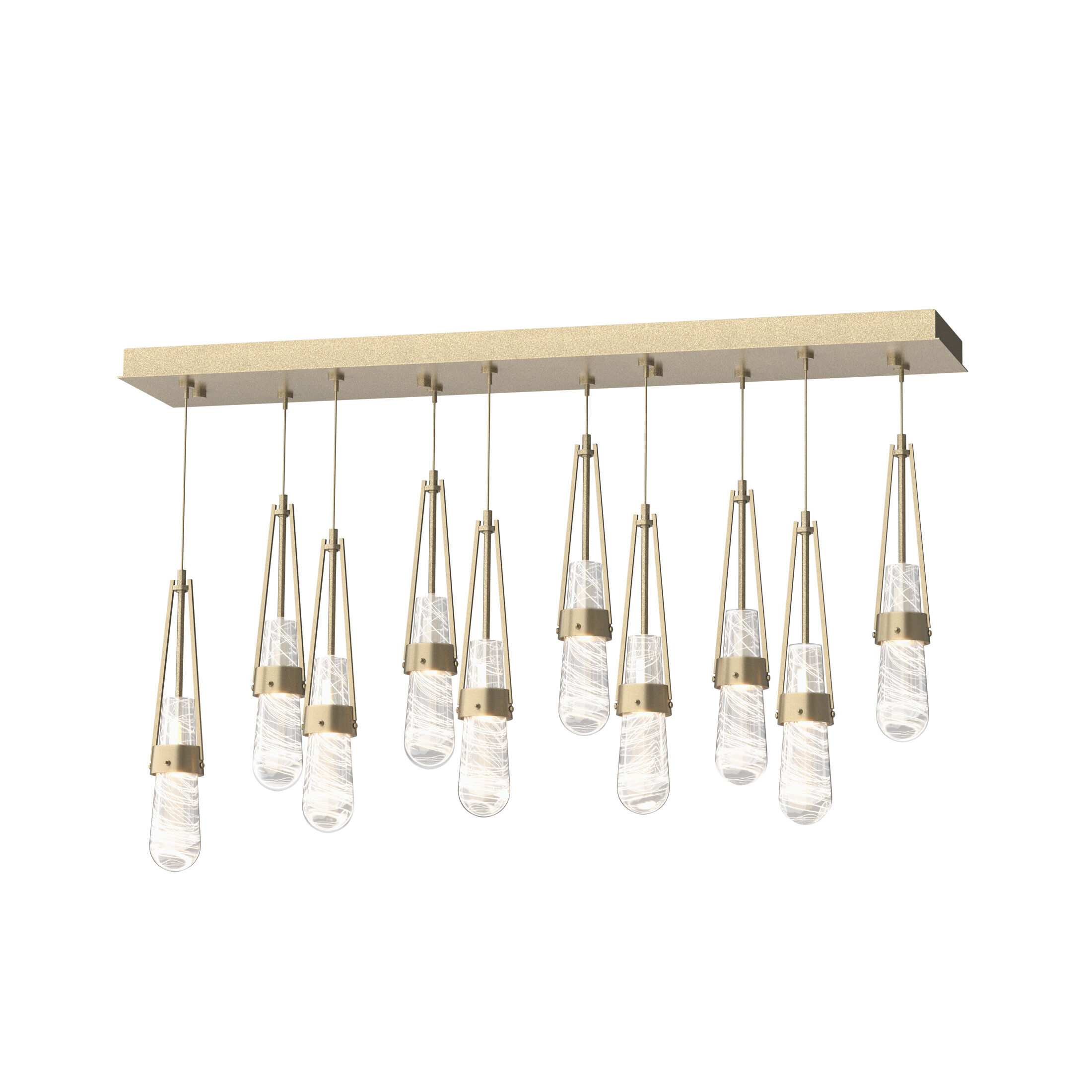 Link 10 Light 44.5 inch Soft Gold Pendant Ceiling Light in Clear with White Threading, Rectangular