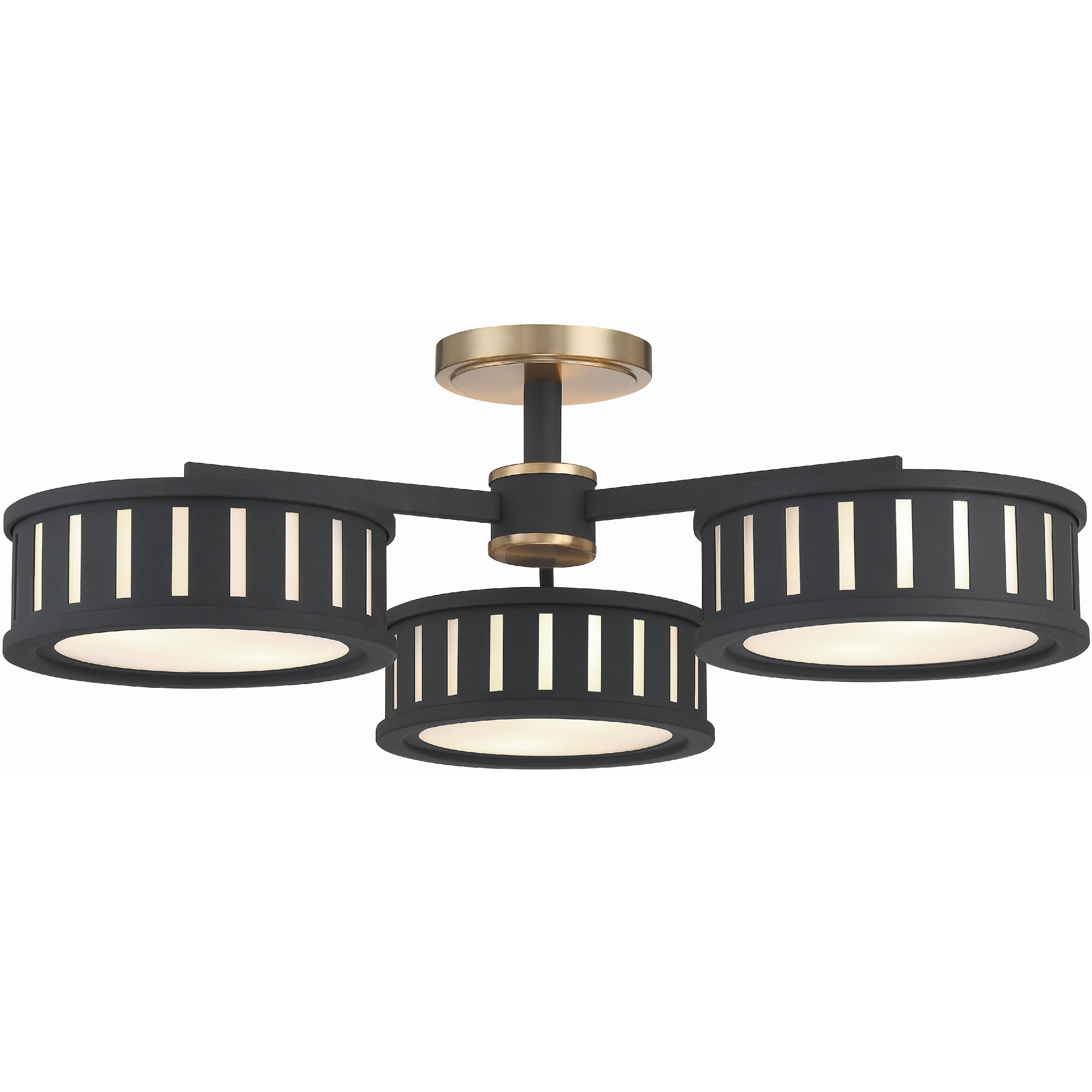 Kendal 6 Light 29.25 inch Vibrant Gold and Black Forged Semi Flush Ceiling Light