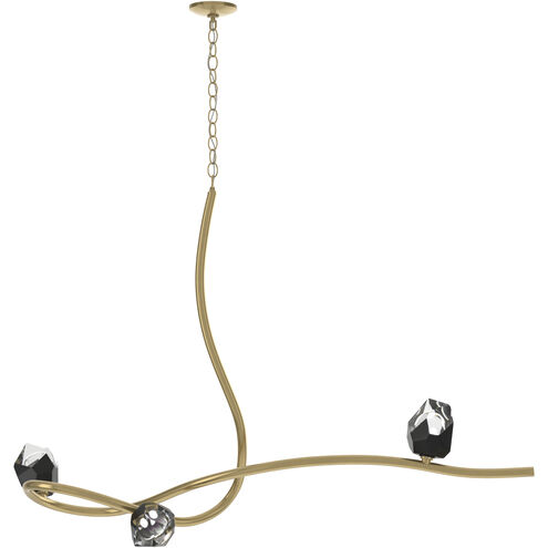 Glacier 3 Light 44.2 inch Modern Brass Pendant Ceiling Light in Black Crystal