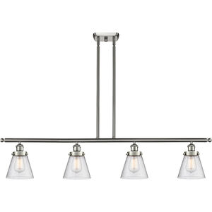 Ballston Small Cone LED 48 inch Brushed Satin Nickel Island Light Ceiling Light in Seedy Glass, Ballston