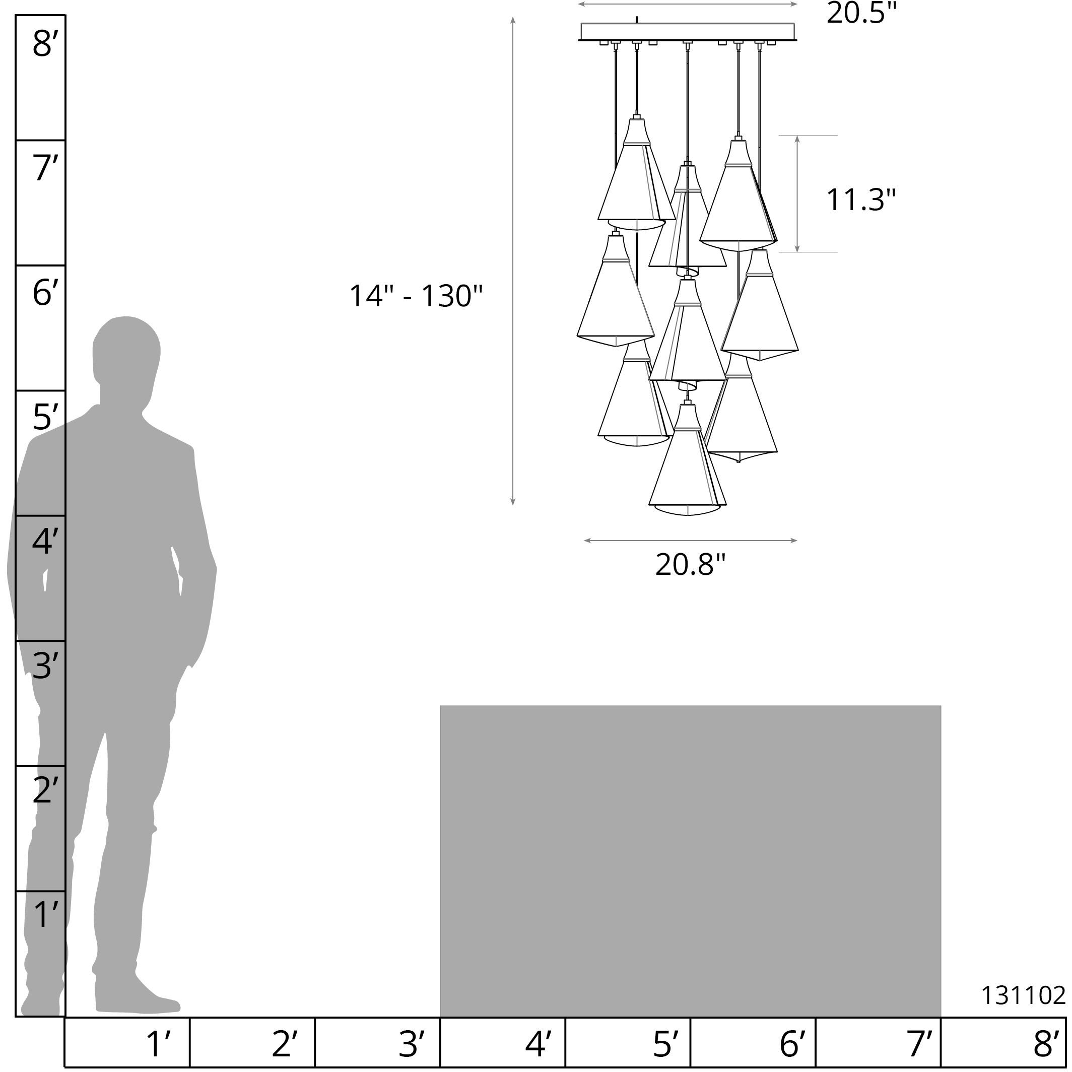 Mobius 9 Light 20.8 inch Natural Iron Pendant Ceiling Light, Round