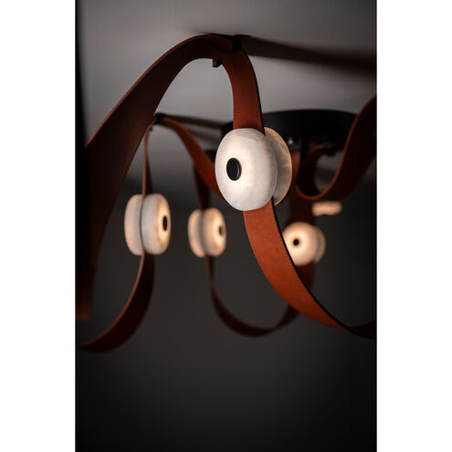 Art & Alchemy SNAPS LED 86.5 inch White Pendant Ceiling Light in White Leather with Alabaster, Large