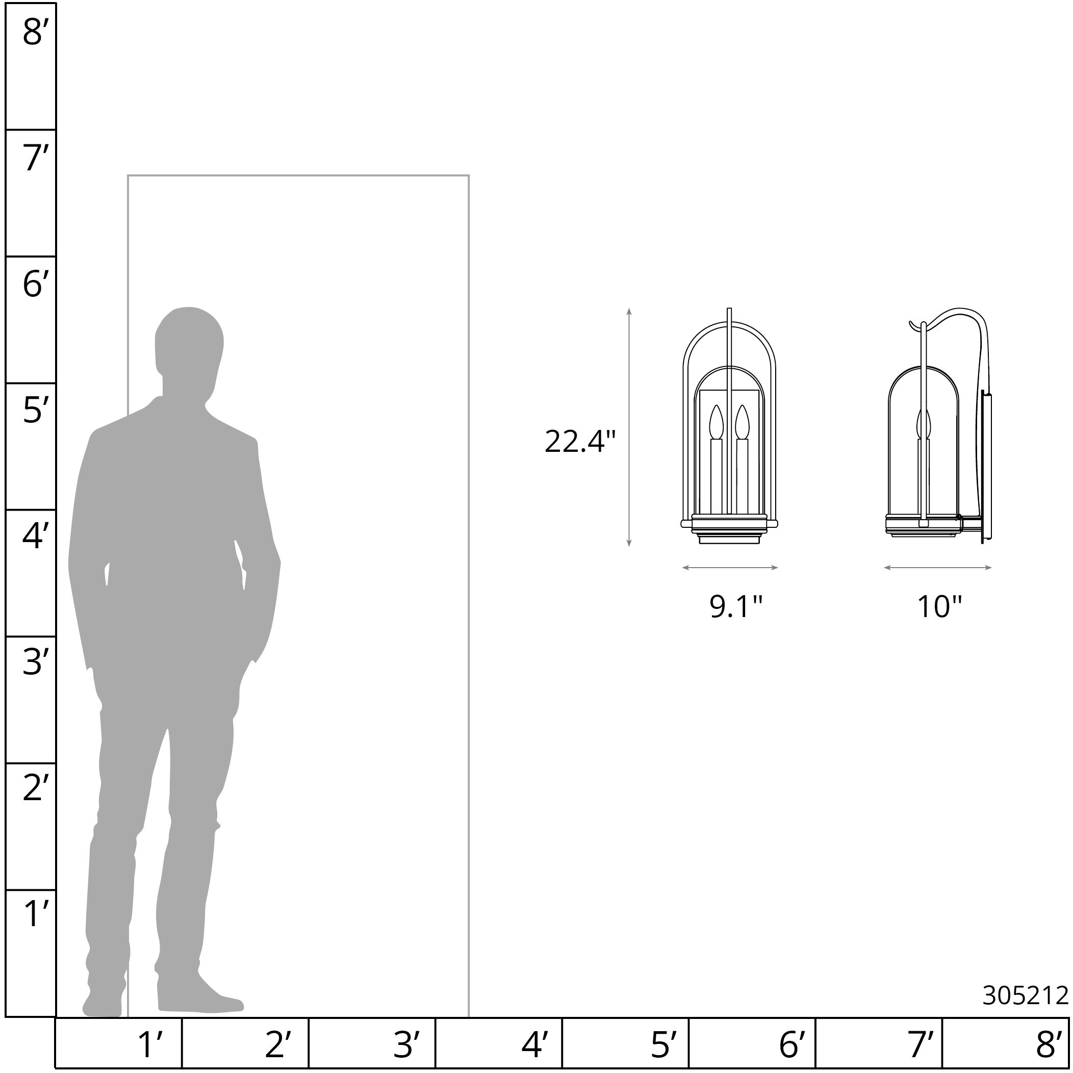 Davis 2 Light 22.4 inch Coastal Bronze Outdoor Sconce, Medium