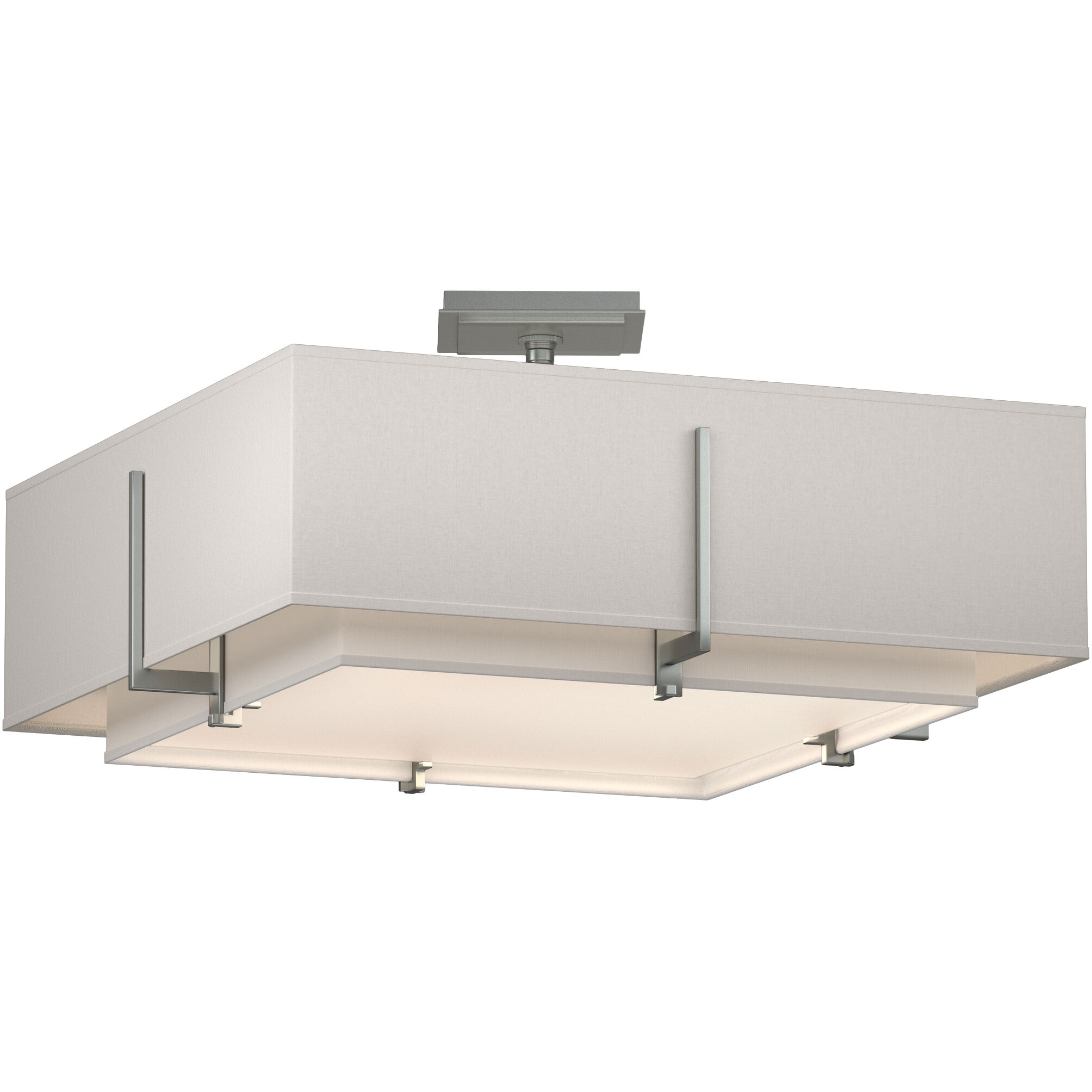 Exos 4 Light 20.6 inch Vintage Platinum Semi-Flush Ceiling Light in Natural Anna/Flax, Square