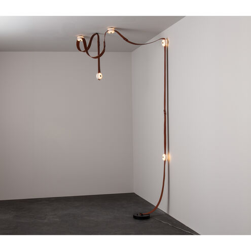 Art & Alchemy SNAPS LED 36 inch White Floor-to-Ceiling Plug-in Lamp Ceiling Light in Black Leather with Alabaster