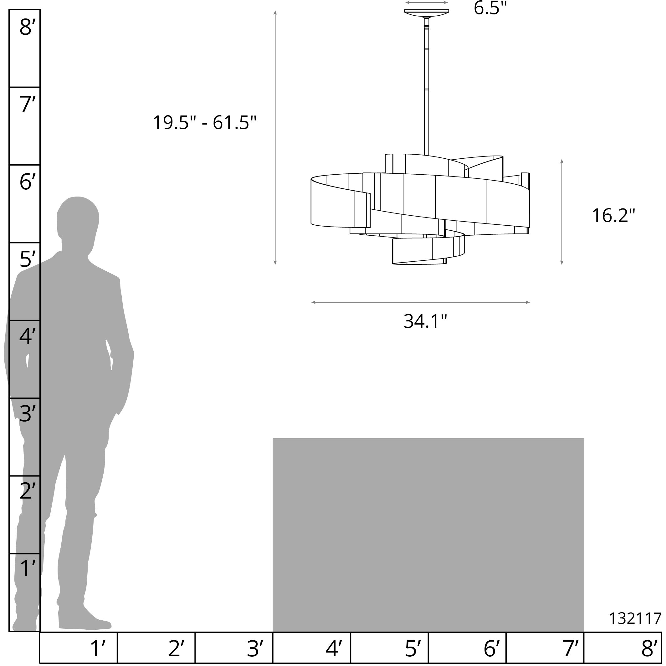 Zen 6 Light 34.1 inch Dark Smoke Pendant Ceiling Light