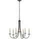 Simple Sweep 6 Light 26 inch Dark Smoke Chandelier Ceiling Light