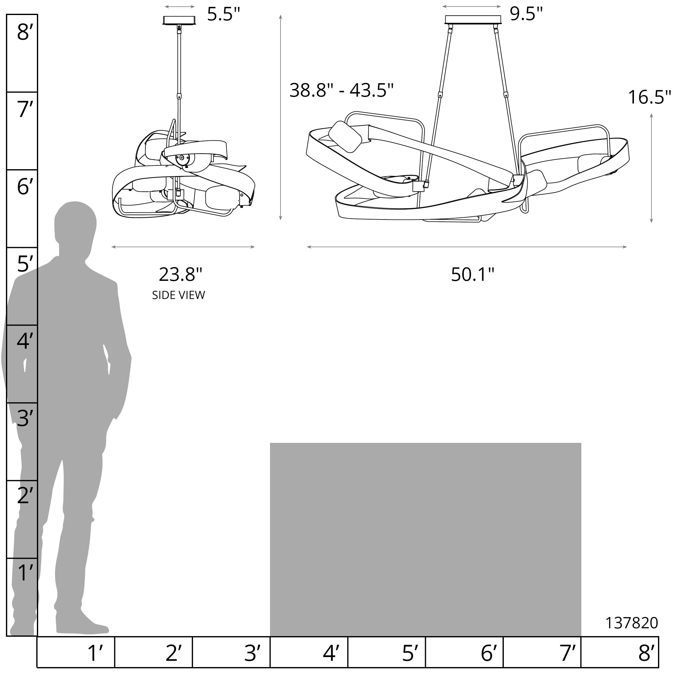 Graffiti 5 Light 50.1 inch Modern Brass Pendant Ceiling Light