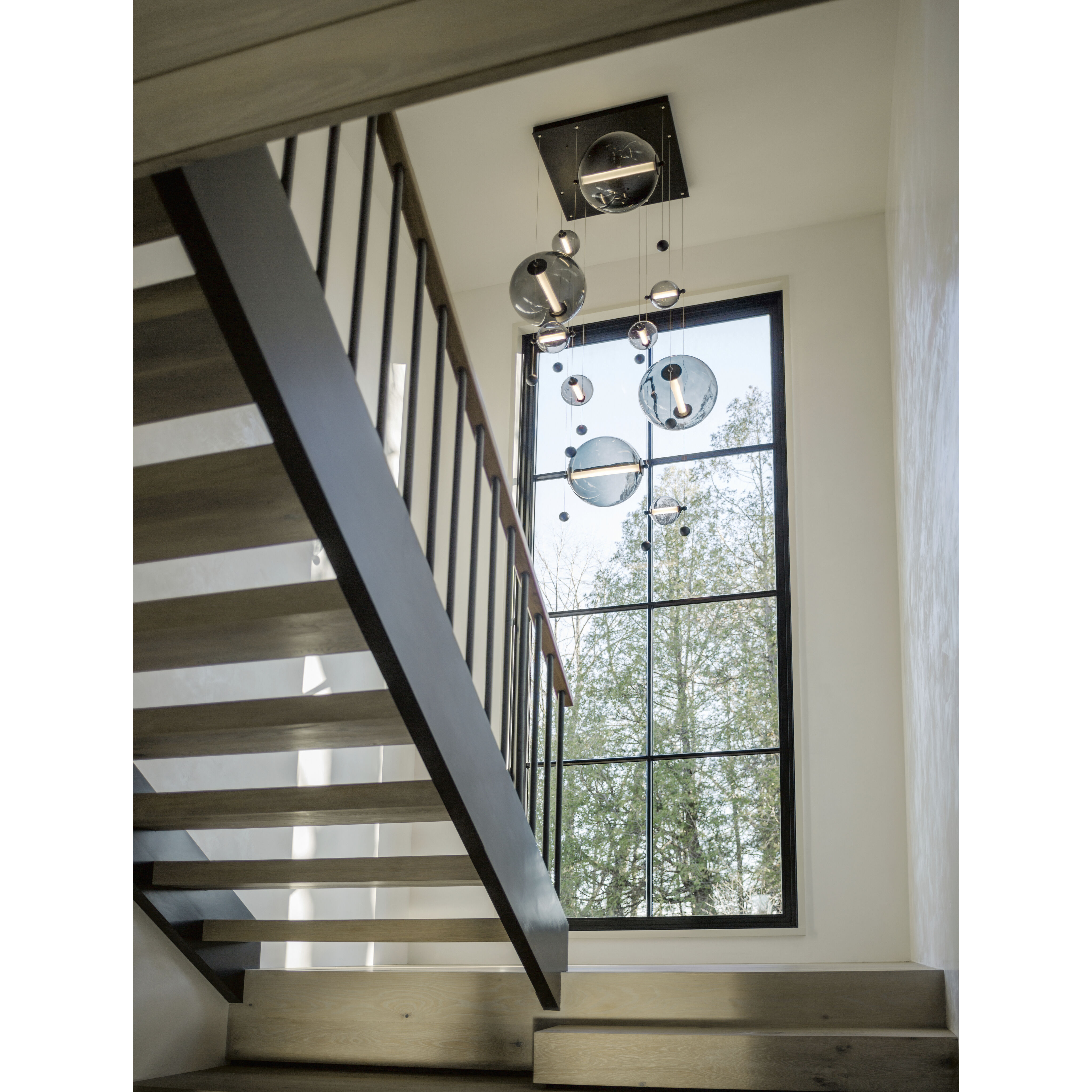 Abacus LED 35.5 inch Bronze Pendant Ceiling Light in Opal, Square