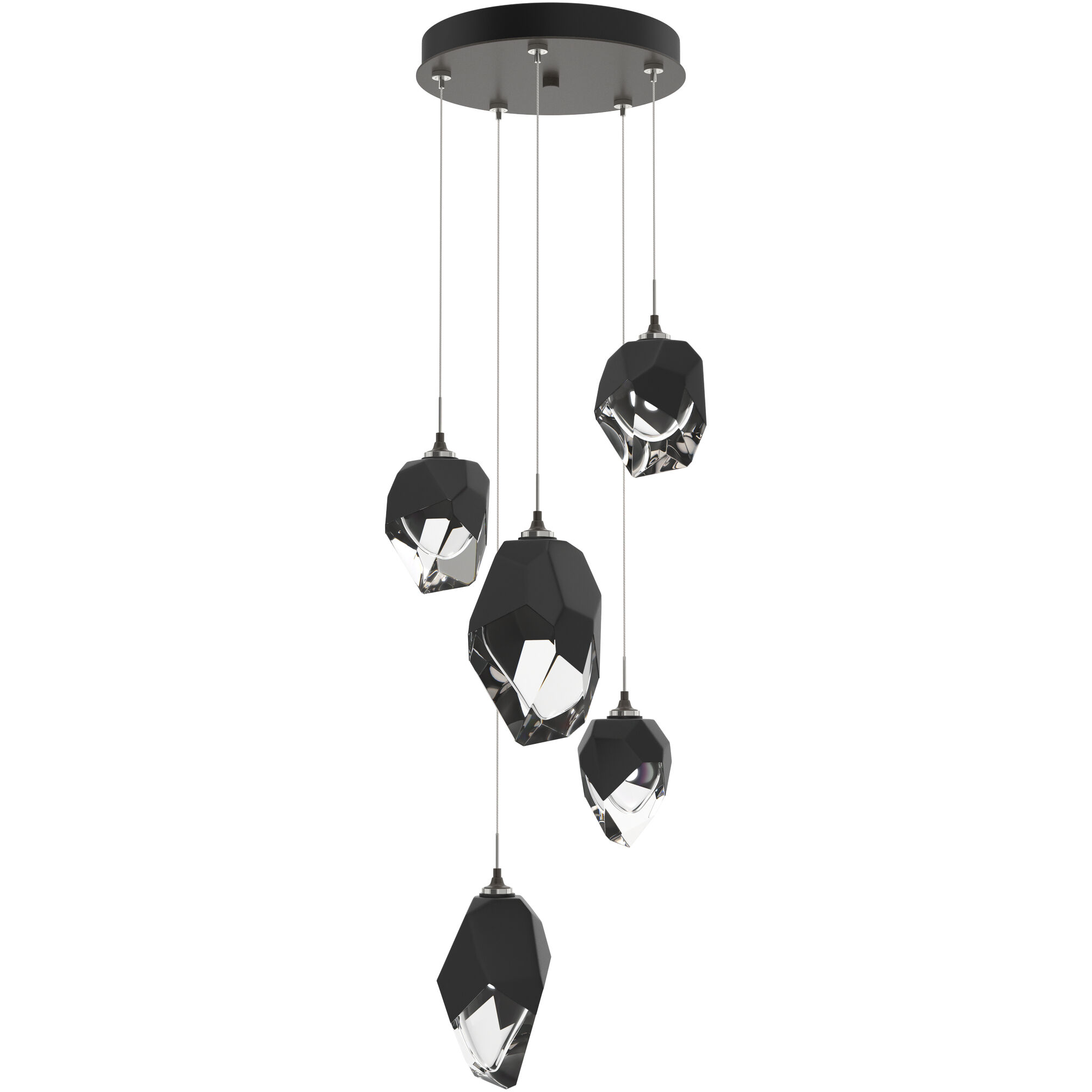 Chrysalis 5 Light 15.7 inch Dark Smoke Pendant Ceiling Light in Black Crystal