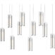 Exos Glass 10 Light 44.5 inch Natural Iron Pendant Ceiling Light in Opal, Long