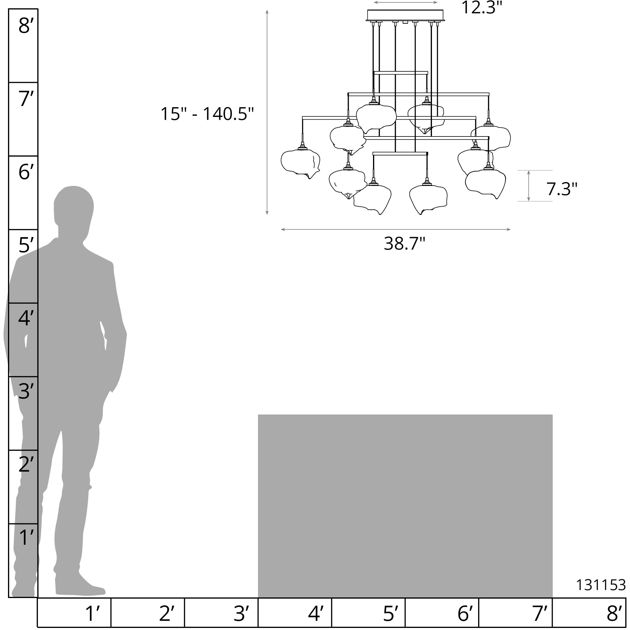 Ume 10 Light 38.7 inch Natural Iron Mobile Pendant Ceiling Light