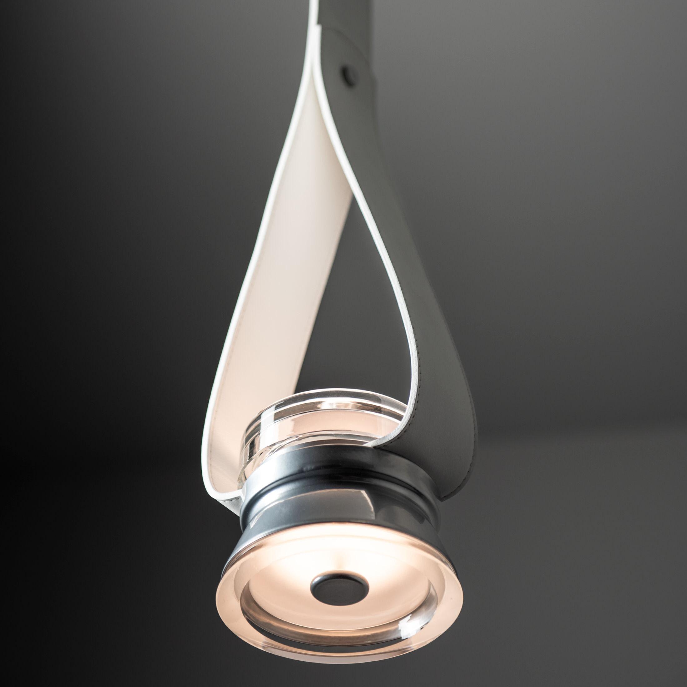 SNAPS LED 6 inch Sterling Pendant Ceiling Light in White Leather