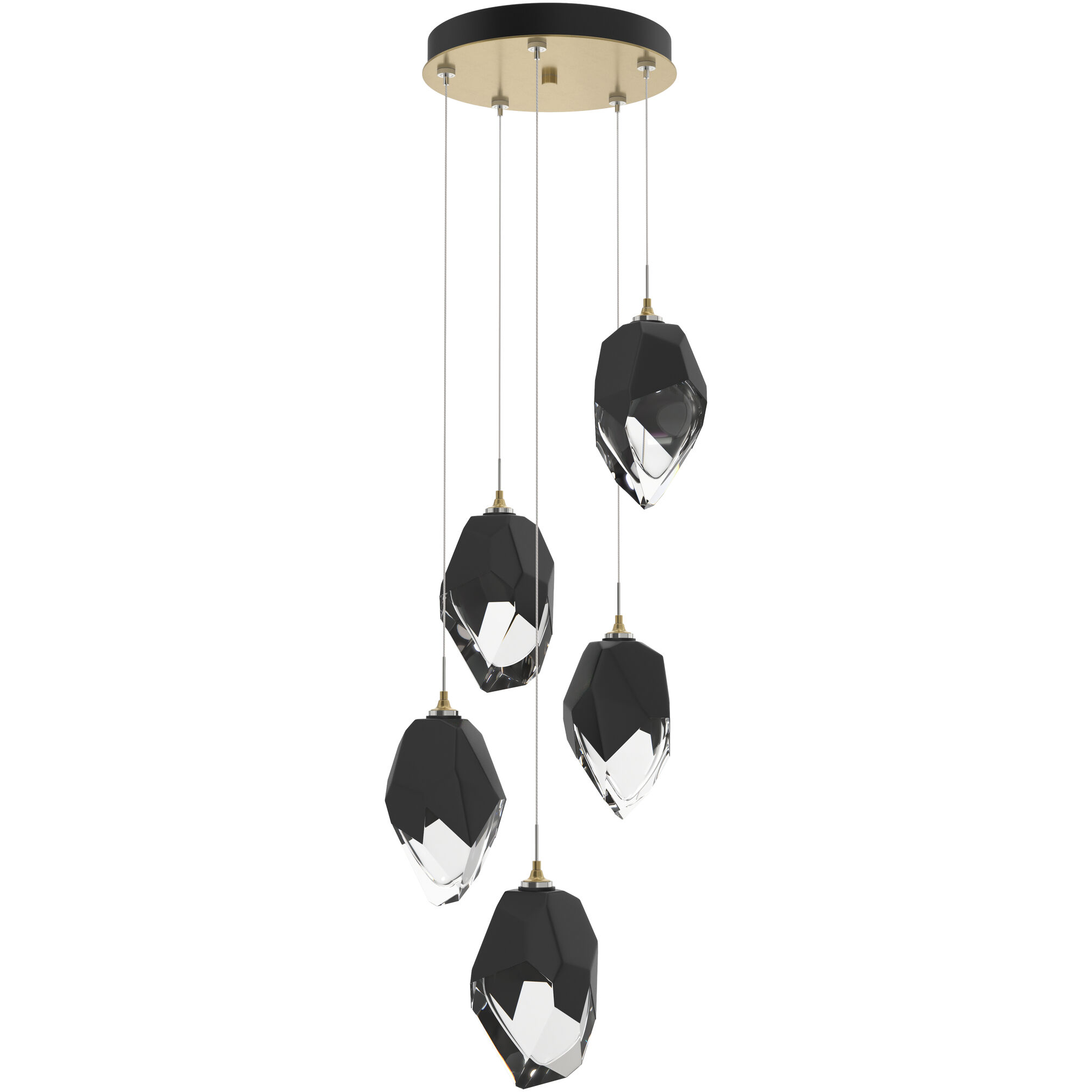 Chrysalis 5 Light 16.1 inch Modern Brass Pendant Ceiling Light in Black Crystal, Large