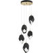 Chrysalis 5 Light 16.1 inch Modern Brass Pendant Ceiling Light in Black Crystal, Large
