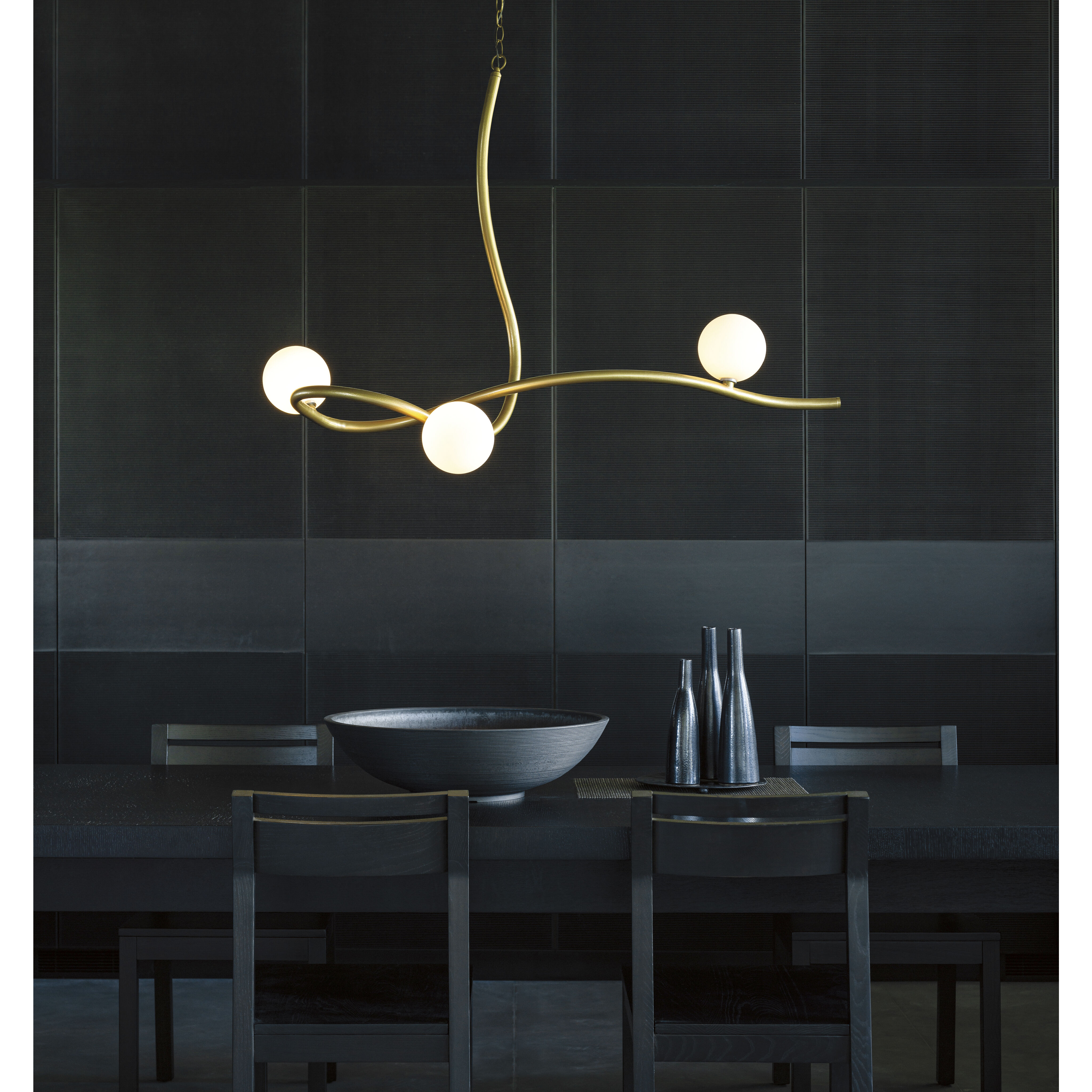 Slide 3 Light 45.2 inch Modern Brass Pendant Ceiling Light