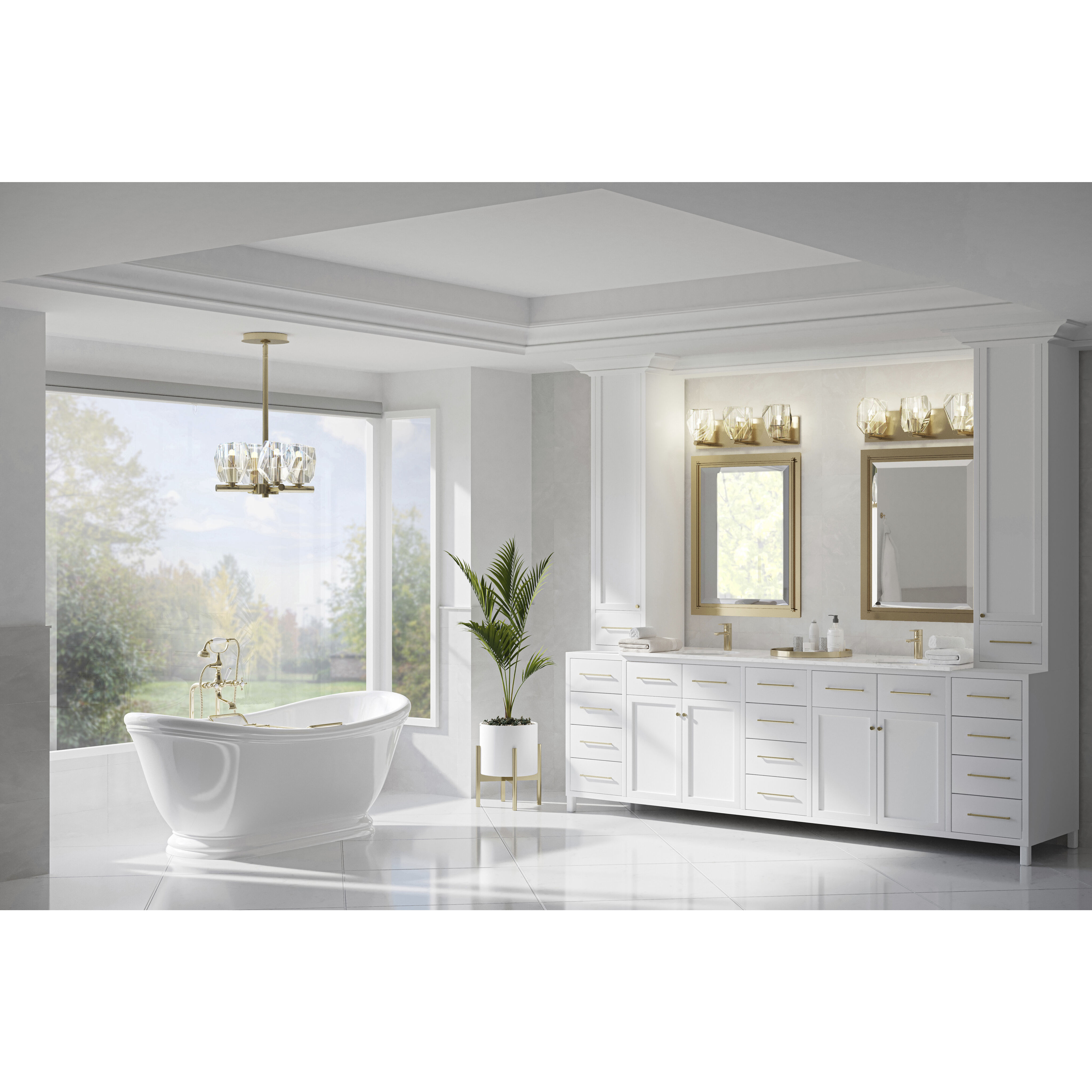 Gatsby 4 Light 11.6 inch Modern Brass Semi-Flush/Pendant Ceiling Light