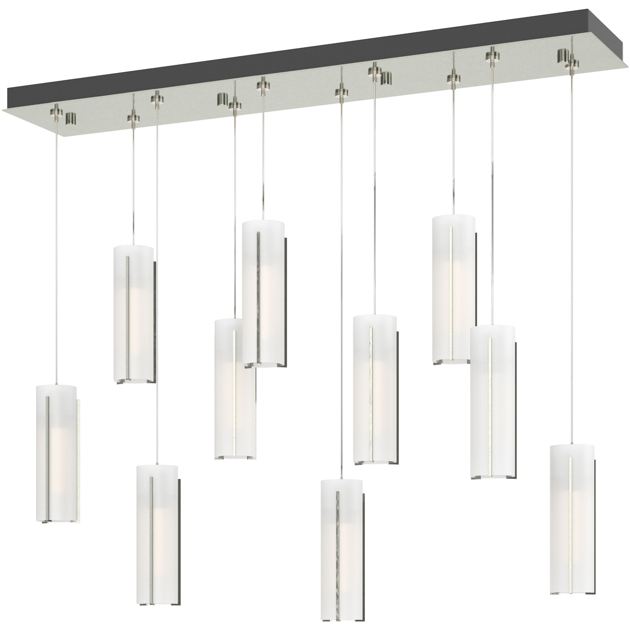 Exos Glass 10 Light 44.5 inch Sterling Pendant Ceiling Light in Opal, Rectangular